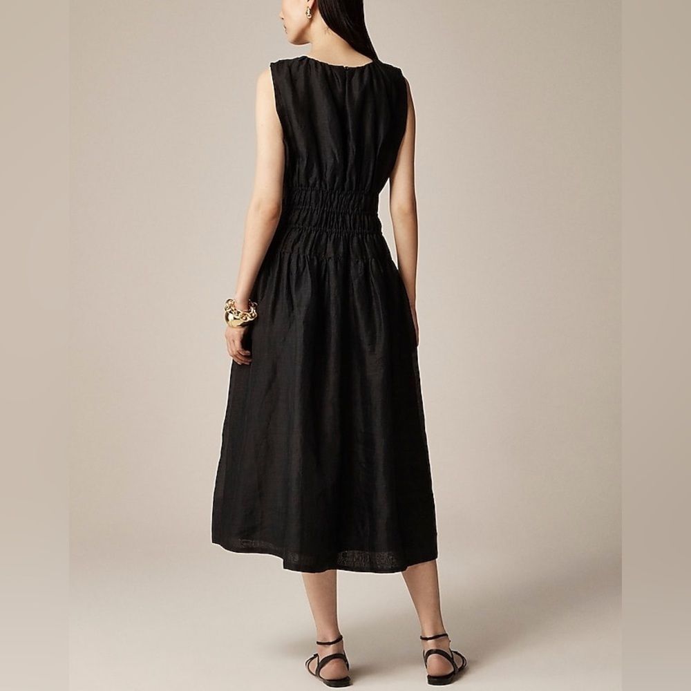 J Crew Hyacinth V-Neck Dress in Ramie in Black Size XS NWT - Picture 3 of 15